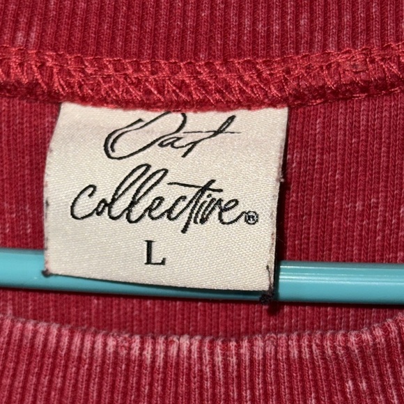 🌹OAT COLLECTIVE "YOU MATTER" RIBBED WASHED CRANBERRY SWEATSHIRT - Picture 3 of 6